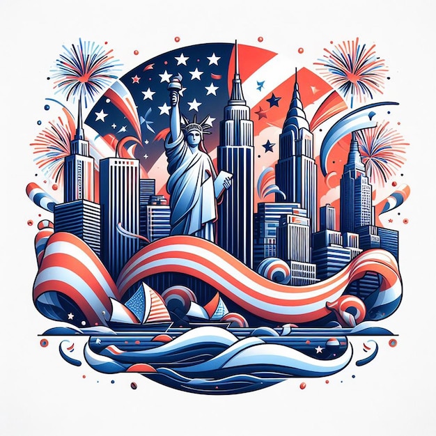 illustration of the 4th of july in the united states on a white background 11