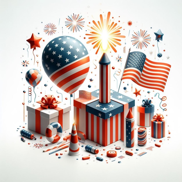 illustration of the 4th of july in the united states on a white background 3