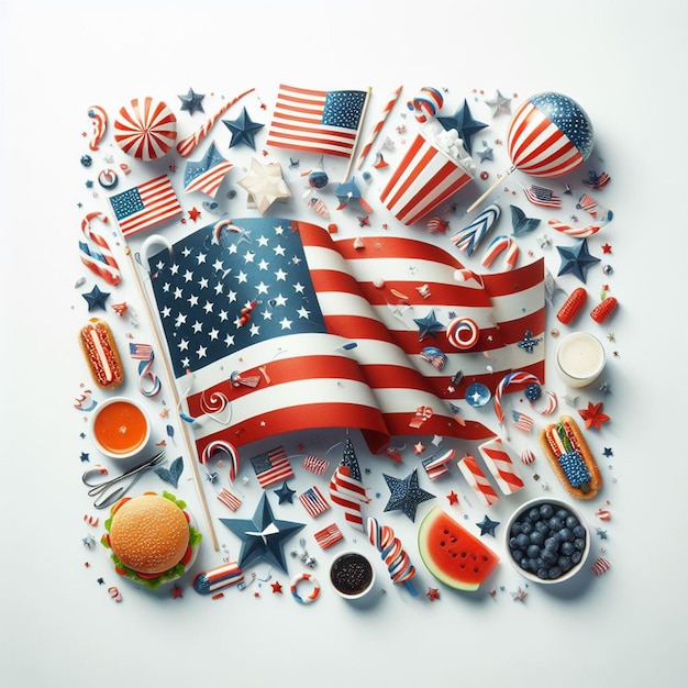 Photo illustration of the 4th of july in the united states on a white background 7