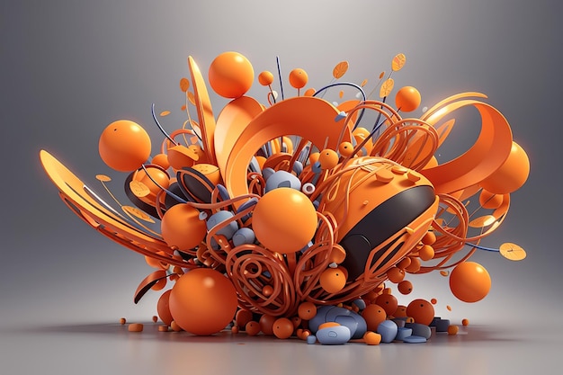 Illustration of abstract 3d rendering orange background