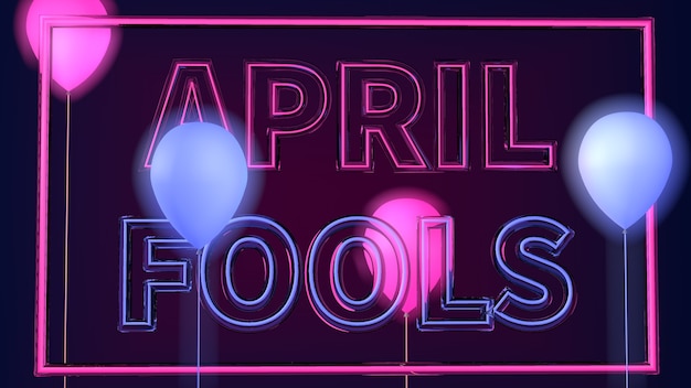 illustration of abstract background April Fools Day with neon light