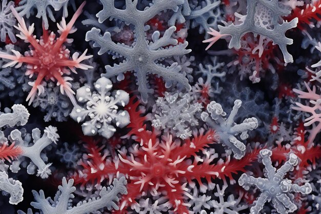 Иллюстрация абстрактного фона с кораллами и снежинками