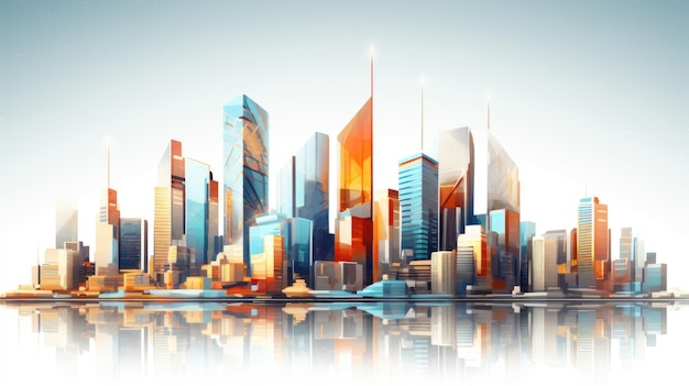 Illustration of an abstract city with skyscrapers and futuristic buildings modern metropolis