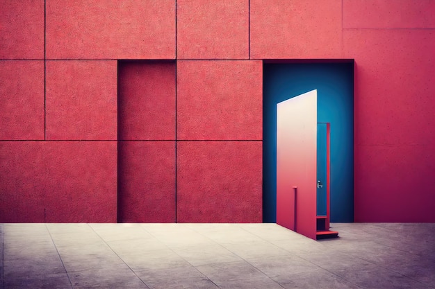 Illustration of abstract exterior with red wall