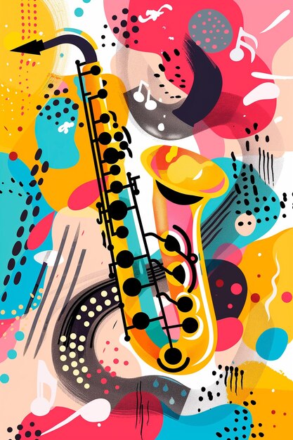 Foto illustrazione in stile astratto per il poster della musica jazz dal vivo music day international jazz day