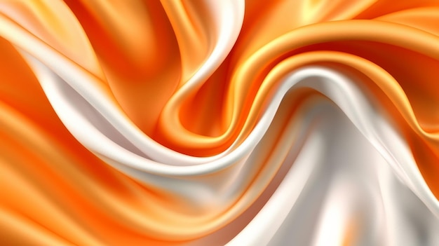 オレンジと白の色で抽象的な波状のデザインのイラスト