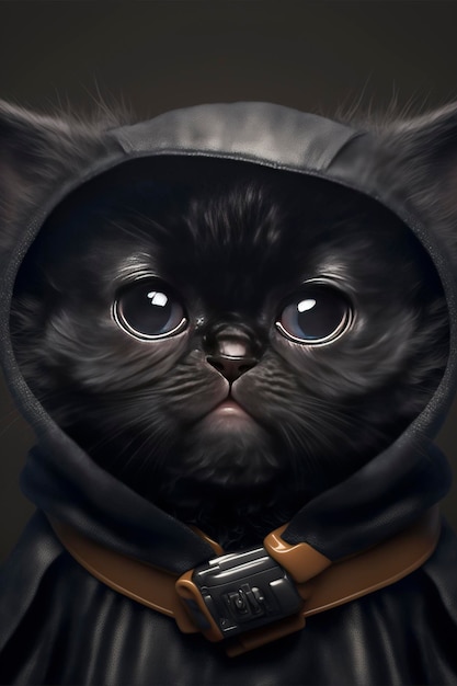 Illustration of adorable kitten with nice fur and funny face expressions created with Generative AI technology