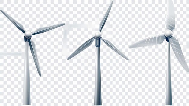 Photo an illustration of an aerogenerator with realistic air propeller in 3d modern format set of white windmills for renewable clean energy production