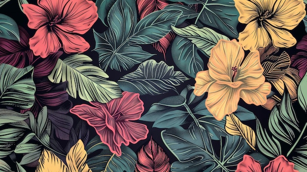 Illustration Aesthetic Background Hand Drawn Floral Leaf