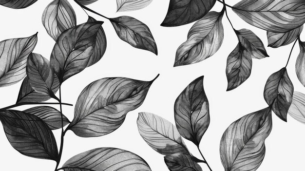 Illustration Aesthetic Background Hand Drawn Floral Leaf