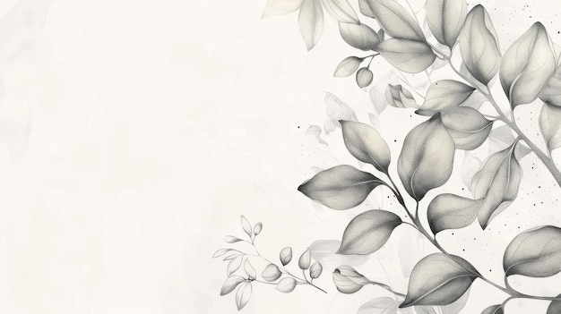 Photo illustration aesthetic background hand drawn floral leaf