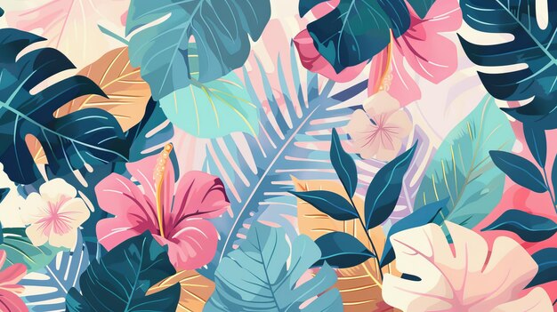 Illustration Aesthetic Background Hand Drawn Floral Leaf