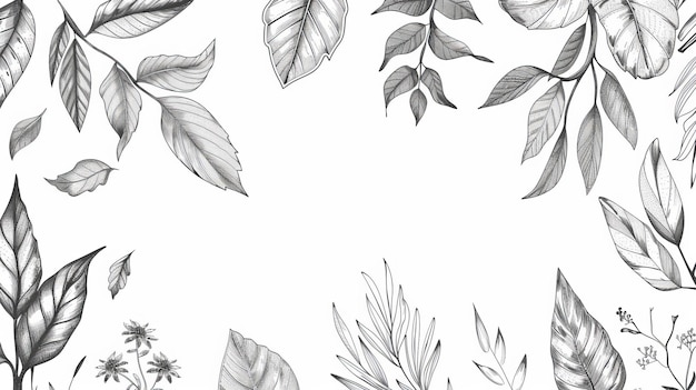 Photo illustration aesthetic background hand drawn floral leaf