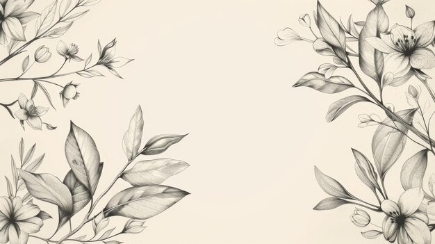 Illustration Aesthetic Background Hand Drawn Floral Leaf