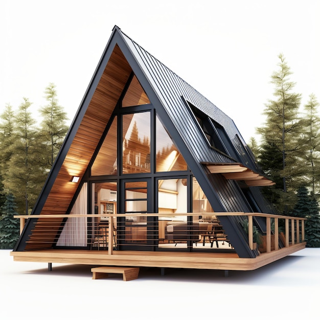 illustration of AFrame Cabin3D rendering of an Aframe cabin