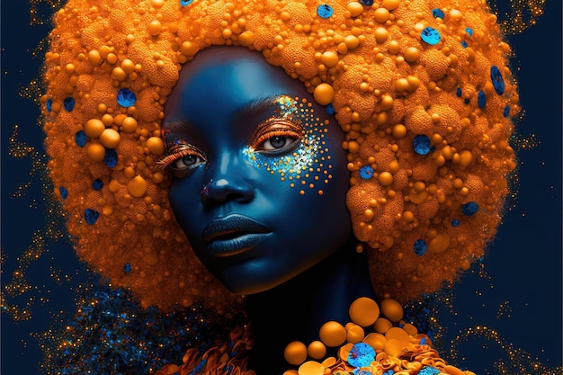 Photo illustration of afro american woman with bright color generative ai