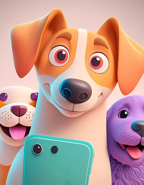 Foto illustrazione ai dog selfie