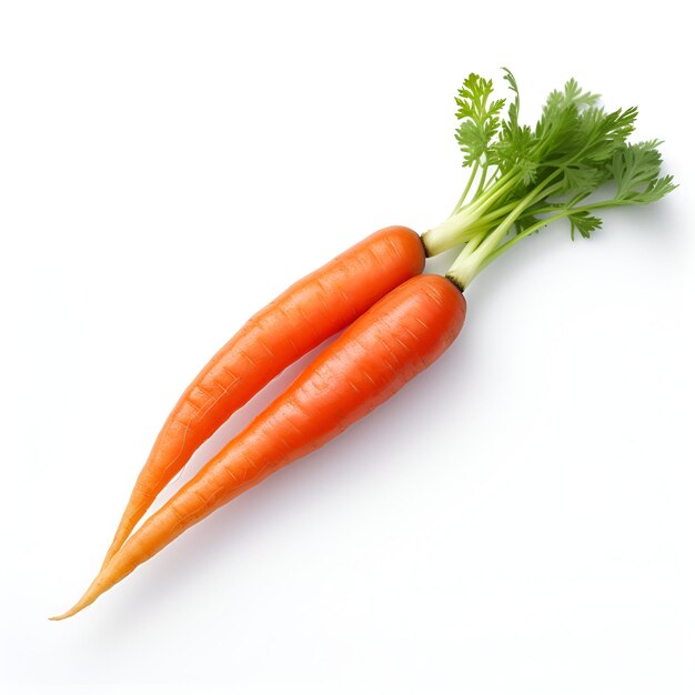 Illustration AI generation Carrots with tops on a white background