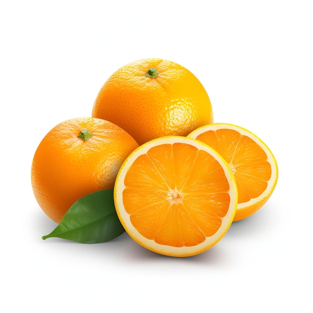 Апельсины поколения AI на белом фоне