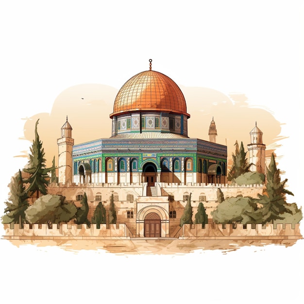 Photo illustration of the alaqsa mosque on a white background