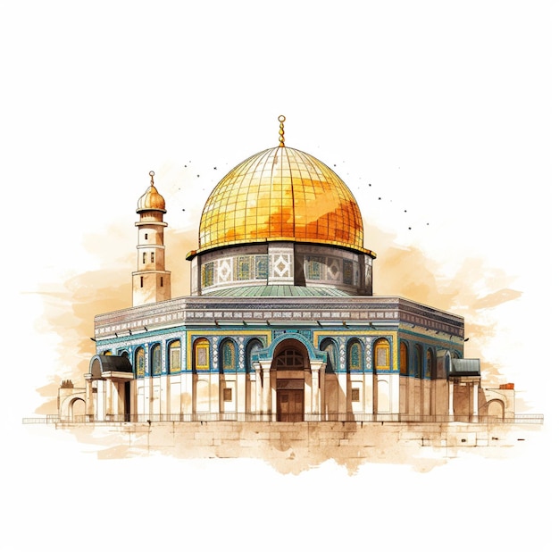 Illustration of the AlAqsa mosque on a white background