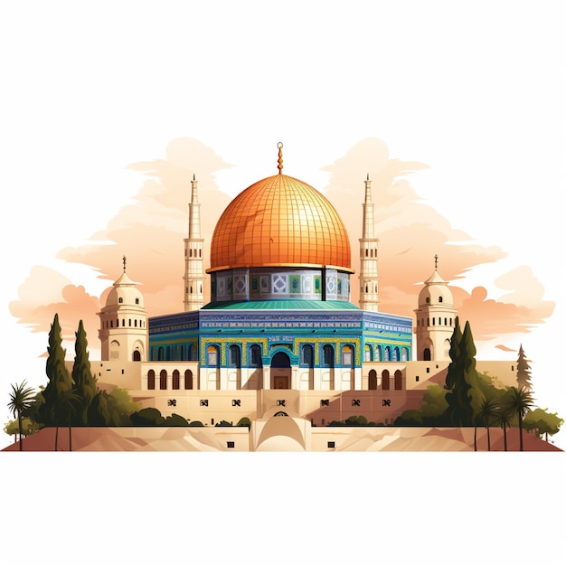 Illustration of the AlAqsa mosque on a white background