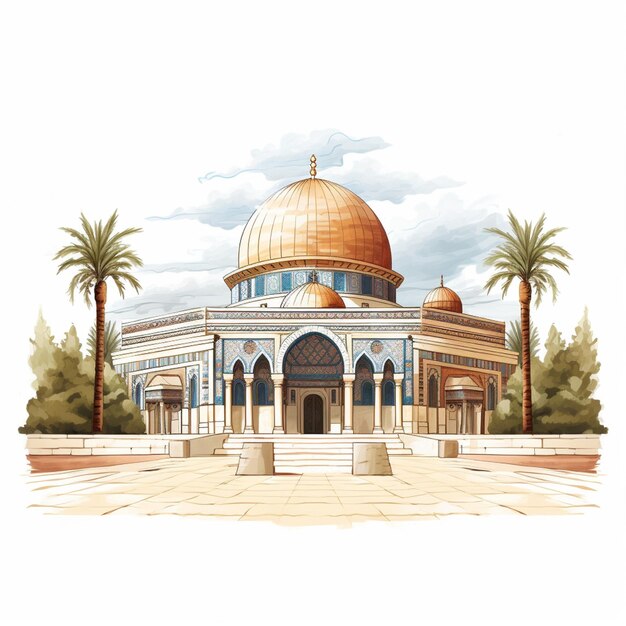 Illustration of the AlAqsa mosque on a white background