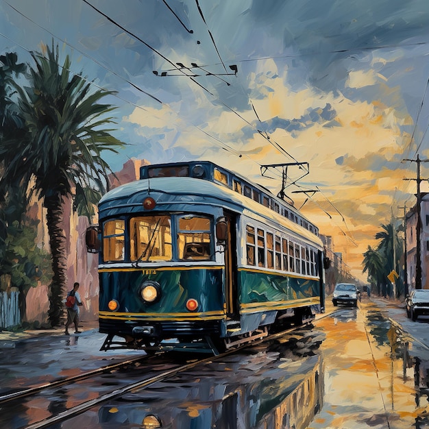 иллюстрация Александрийского египетского трамвая на Корнуоллской дороге Ван Гог