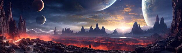 illustration alien planet scene website header