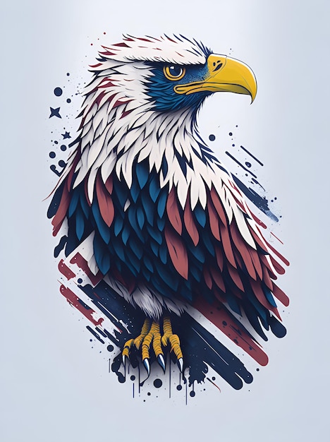 独立退役軍人の労働記念日のアメリカン イーグルの背景デザインのイラスト