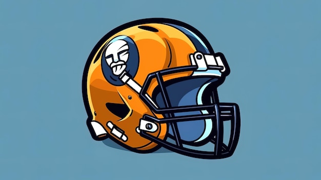 Illustration of an American football helmet isolated on a blue light background