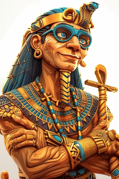 An illustration of an ancient Egyptian man wearing glasses