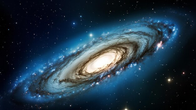 Illustration of the Andromeda galaxy in space
