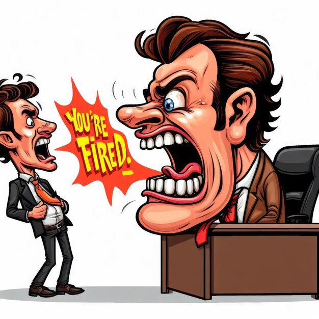 Photo illustration of an angry manager firing his employee