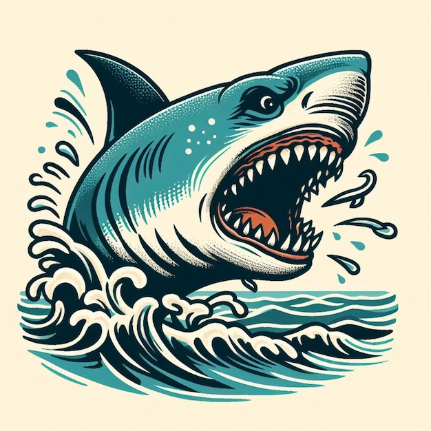 Photo illustration of an angry shark vintage style