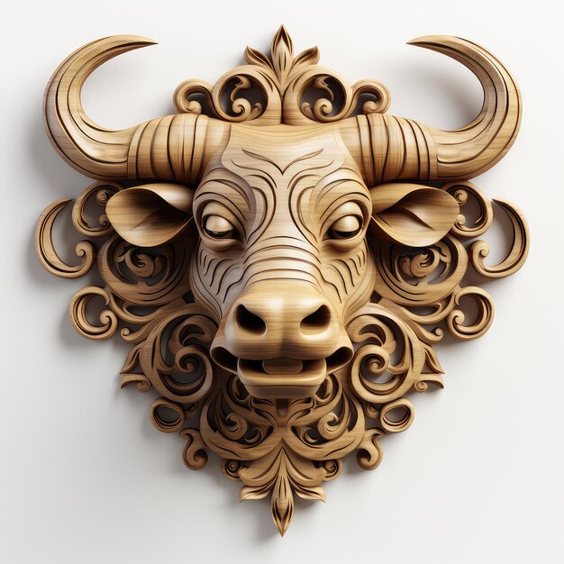 Photo illustration animal head timber relief