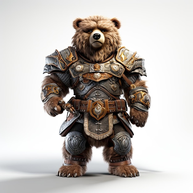 illustration animated bear in historical viking garb