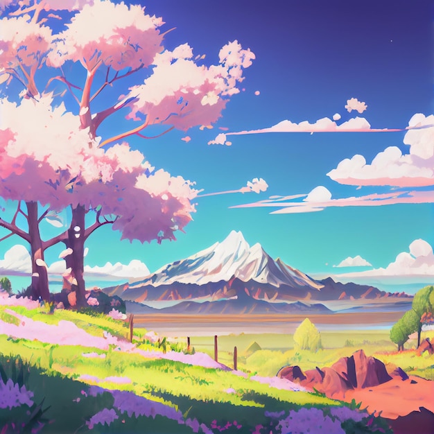 Illustration of anime landscape