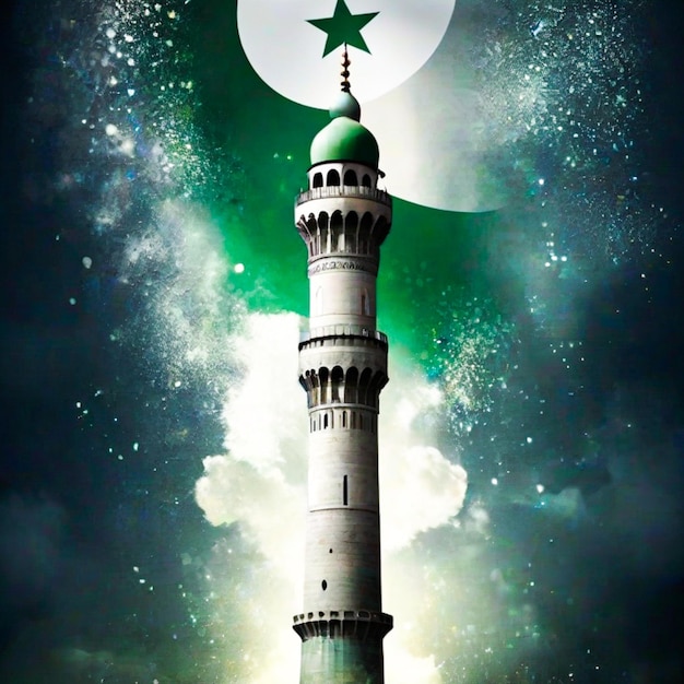 Photo illustration anniversary celebration pakistan day and pakistan minar design