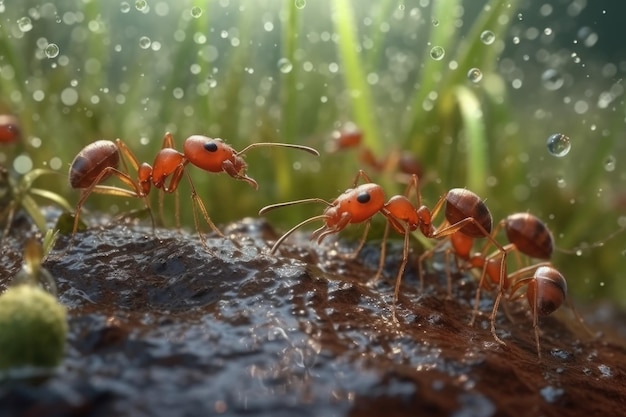 An illustration of an ant colony busy with work Generative AI