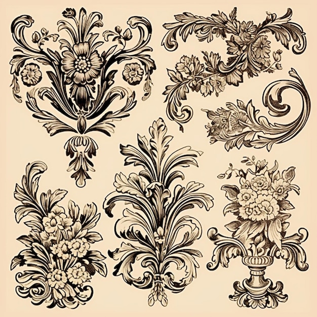 Illustration of a antique decorative ornaments highly deta