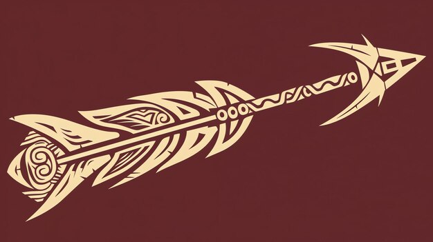 An illustration of an arrow with a unique design The arrow is decorated with intricate patterns and has a stylized fletching