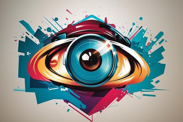 Illustration art of a camera eye logo with isolated background