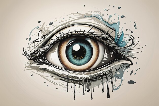 Illustration art of a camera eye logo with isolated background