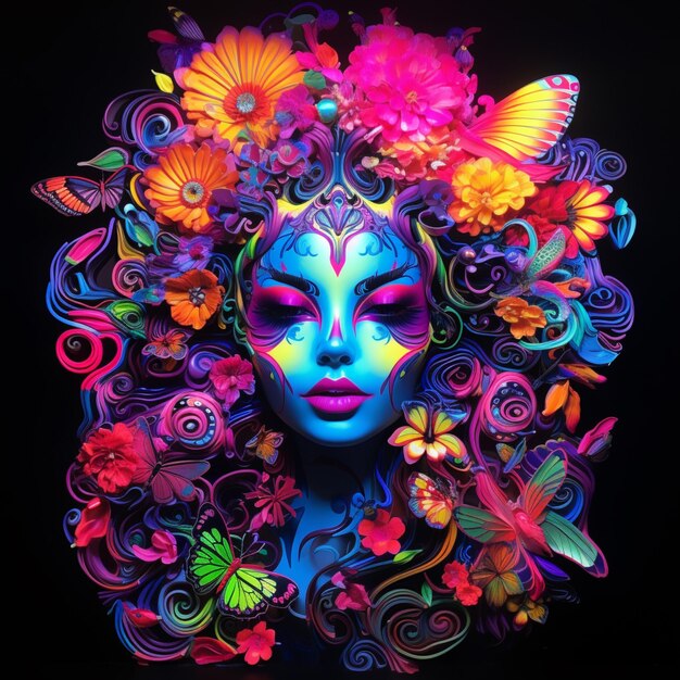 иллюстрация искусство женский макияж украшение с цветком