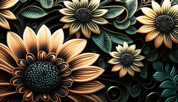 Illustration art flower pattern backgroundGenerative AI