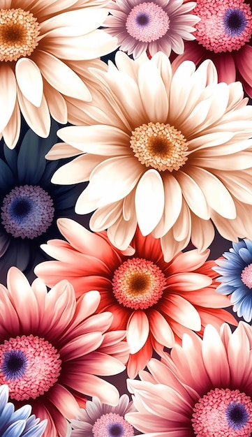 Illustration art flower pattern backgroundGenerative AI