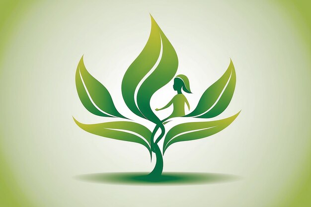 Photo illustration art of a leaf human logo with isolated background