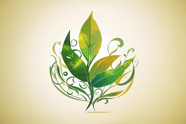 Illustration art of a leaf human logo with isolated background