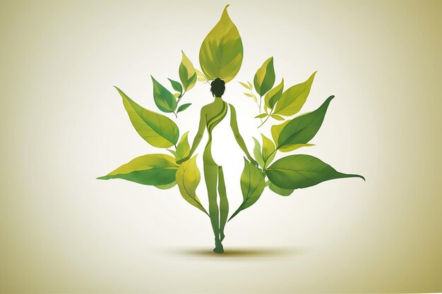 Illustration art of a leaf human logo with isolated background